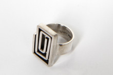Mexican - Sterling Silver Rectangle Maze Ring- Size 6