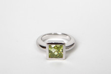Sterling Silver with Green Citron Stone- Size 7.5