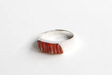 Navajo or Pueblo - Coral and Sterling Ring. Hallmarked size 8.