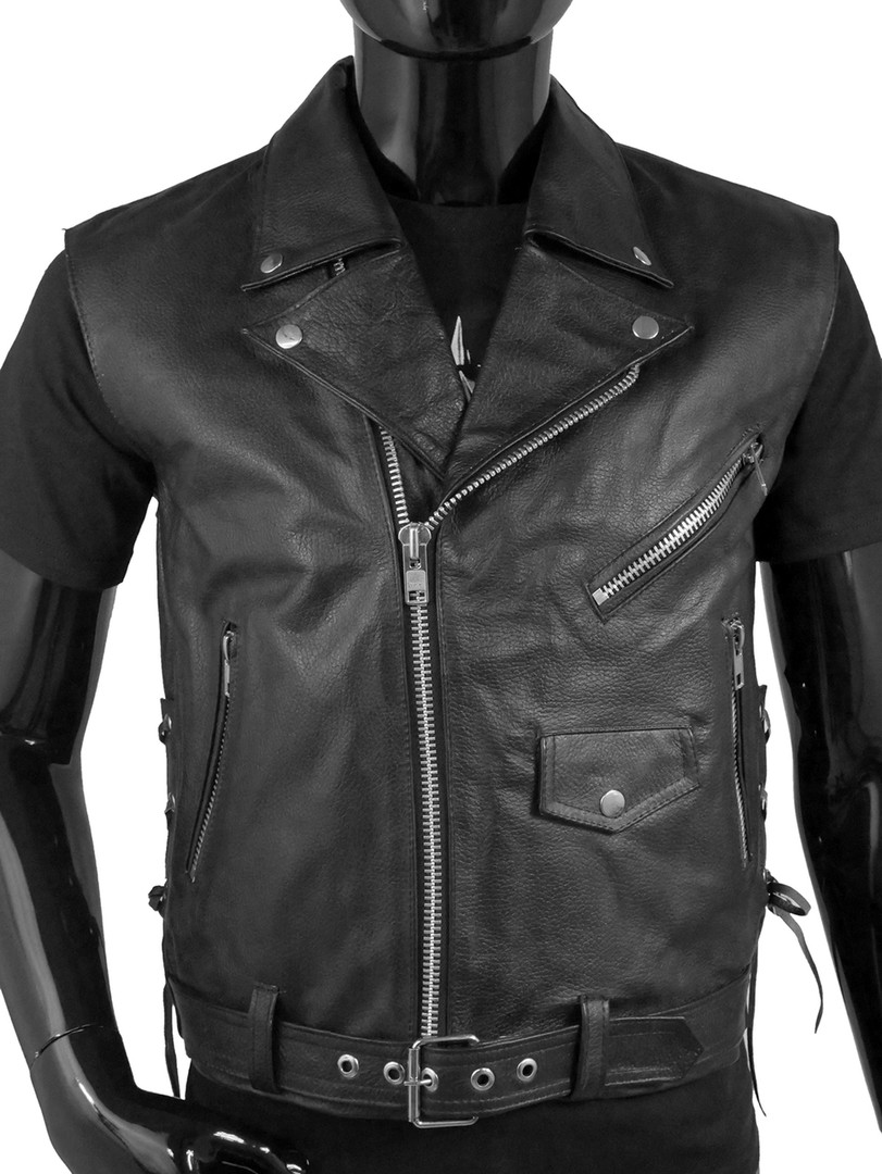 Solo Piel - Black Biker Leather Vest