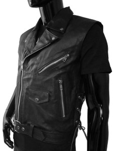 Black Biker Leather Vest