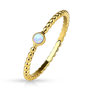 Opal Set 14Kt. Gold Plated Braided Stackable Ring/Mid Ring
