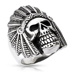 Apache Death Skull Wide Cast Ring