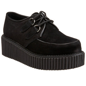 Women's Black Suede Leather Creepers 