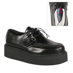 Black Vegan Leather Classic Creepers Shoes - V-Creeper-502