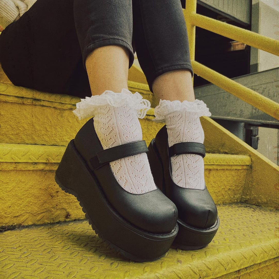 Dolly Demonia Mary Jane Platforms Women's Black Vegan 1/4
