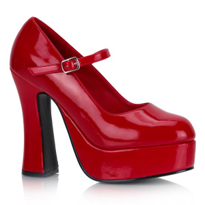Women's 5" Mary Jane Red Patent Platform Heels - Dolly-50