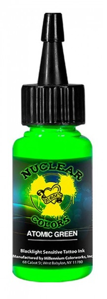 Mom's Ink . Blacklight Colors - Atomic Green 1/2 Ounce Tattoo Ink  Bottle