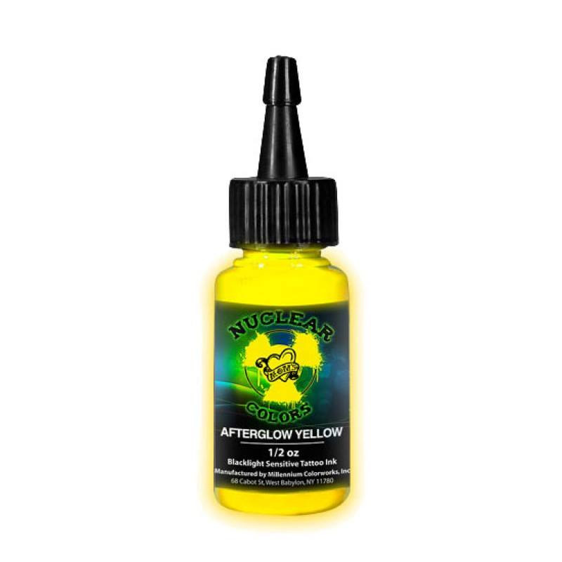 Mom's Ink - U.V. Blacklight Colors: Afterglow Yellow 1/2 Ounce Tattoo Ink  Bottle