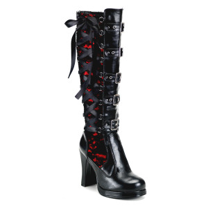 Platform Knee High Lace Boots - Crypto-106