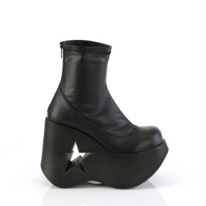 Women's Black Vegan 5" Star Cut-Out Wedge Ankle Boots - Dynamite-100