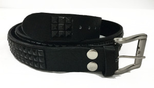 Leather Belt with Black Pyramid Studs