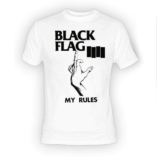 Black Flag My Rules White T Shirt