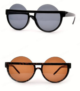 Oversized Half-Frame Round Sunglasses