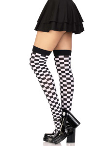 Poppy Checkerboard Thigh High Stockings
