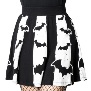 Bat Stripe White Skater Skirt