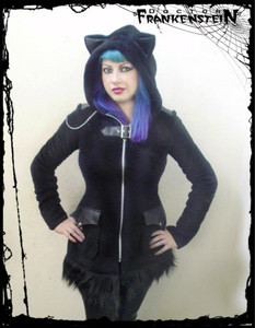 Black Furry Kitty Coat