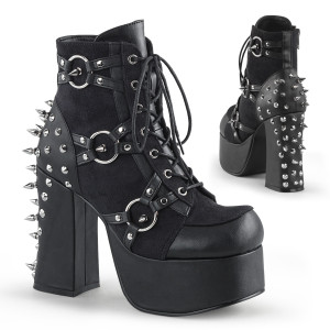 Spiky Studs Platform Lace-Up Front Ankle Boots - Charade-100