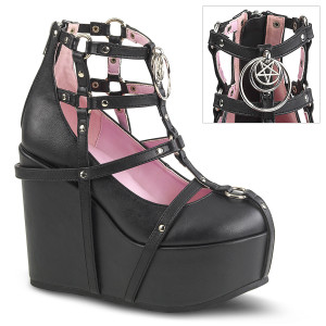 Pentagram Charm Harness Wedge Pastel Goth Platform Shoes - Poison-25-1