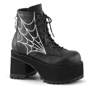 Vegan Lace-Up Front Ankle Boots with Spider Web Charm - Ranger-105