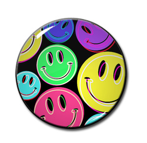 Multi Colored Smiley Faces 1.5" Pin
