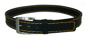 Leather Belt with Yellow Stitches