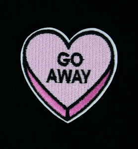 Candy Heart - Go Away 2x2" Embroidered Patch