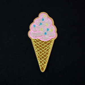 Food -  Ice Cream Cone 3x1.5" Embroidered Patch