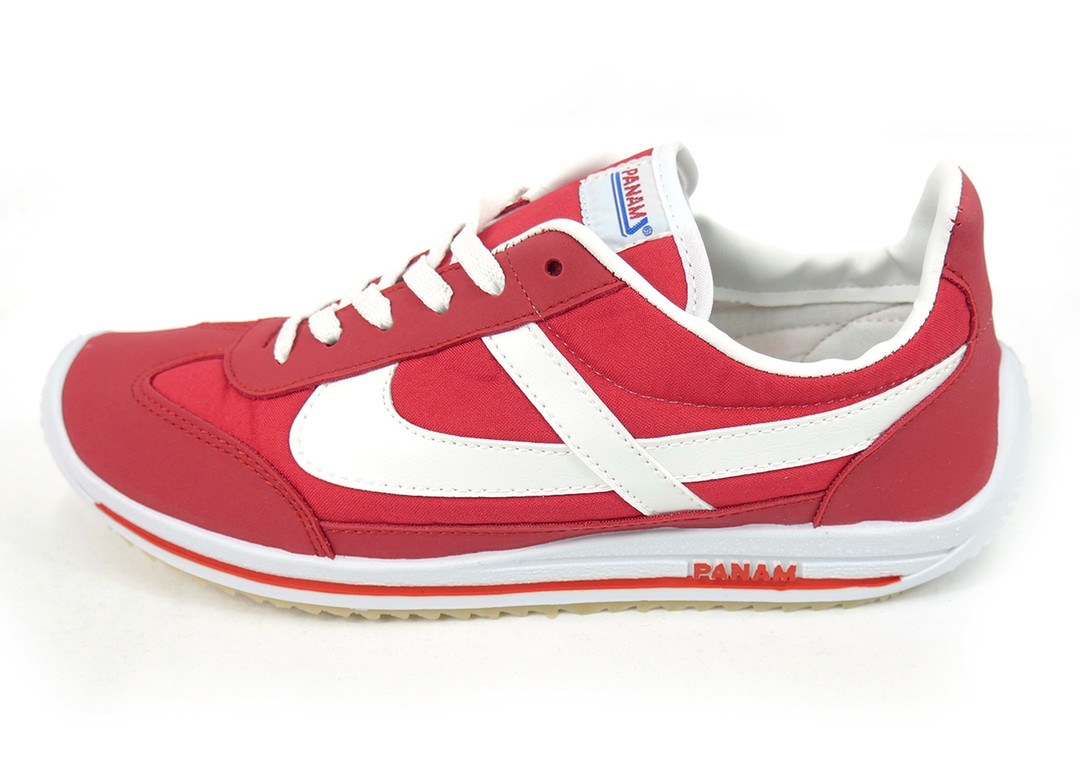 red and white sneakers