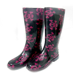 Panam - Pink Skulls Pattern Women's Rain Boots