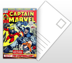 Captain Marvel The Fiendish Fury of The Controller Comic Cover Postal Card