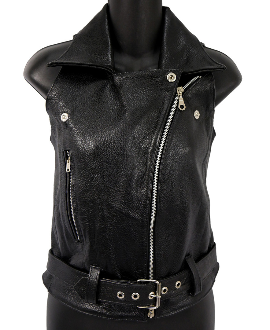 Solo Piel - Women's Black Biker Leather Vest
