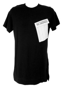 To Destroy - Asymmetrical Black T-Shirt with  White Pocket