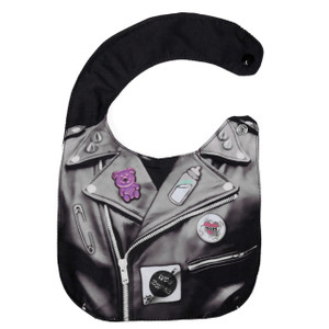 Leather Jacket with  Pins Baby Bib
