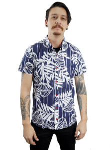 Fango Clothing - Blue Short Sleeve Button Shirt hawaiian style