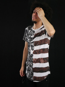 Poizon Clothing - Striped and Splatter Design T-Shirt