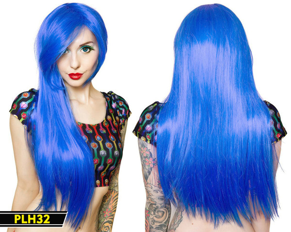 Blue Long Hair Wig - wide 7