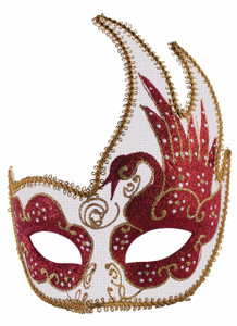 Masquerade Mask Red and White Pattern