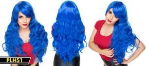 Blue Long and Wavy Wig
