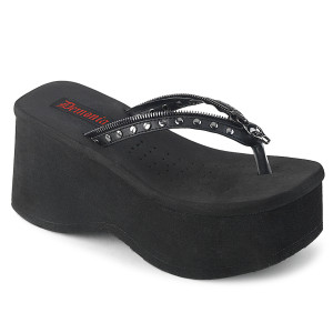 Black Vegan Platform Sandals with  Zipper Strap - Funn-33