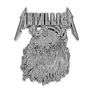 Metal Viking Skull 2" Metal Badge