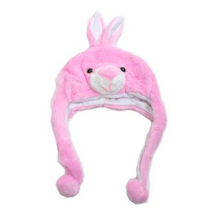 Pink Bunny Plush Beanie