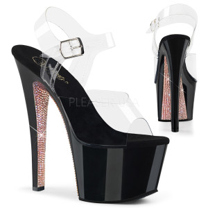 Ankle Strap Sandals with Rhinestones on the Platform