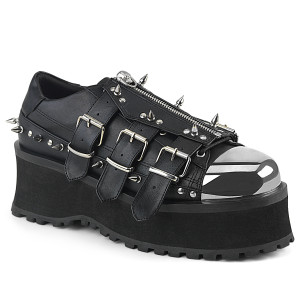 Black Vegan Platform Shoes with Spikes and Toe Plate - GRAVEDIGGER-03