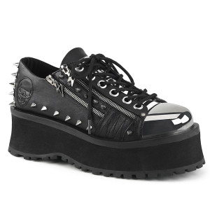 Platform Shoes with Spikes and Embossed Skull - GRAVEDIGGER-04