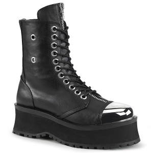 Vegan Lace-Up Ankle Boots with Metal Toe Cap - GRAVEDIGGER-10