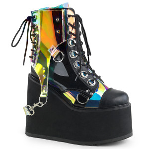 Multicolored Removable PVC Overlay Vegan Mid-Calf Boots - Swing-115