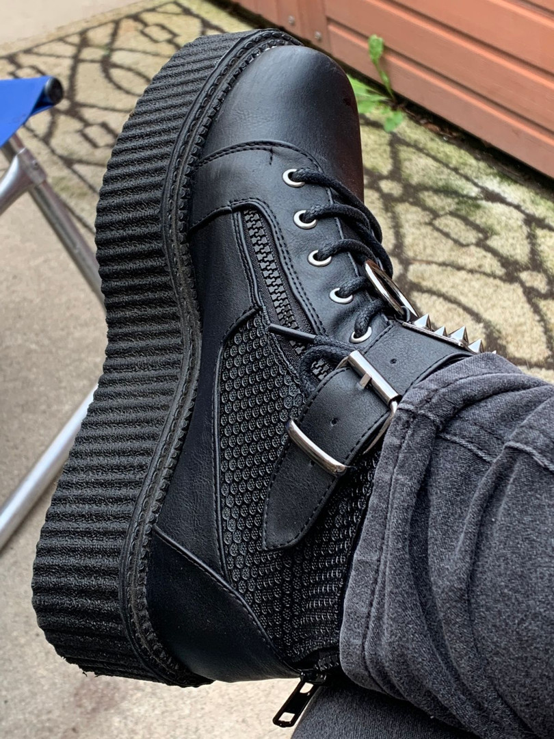 Ankle High Vegan Boot Creepers with Buckle Strap V-Creeper-566