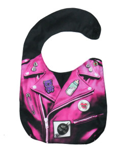 Pink Leather Jacket with Pins Baby Bib