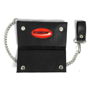 Leather Long Wallet with Chain